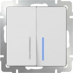 Выключатель двухклавишный с подсветкой (белый) W1120101