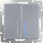 Выключатель двухклавишный с подсветкой (серебряный) W1120106