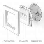 Розетка двойная Ethernet RJ-45 (черный матовый) WL08-RJ45+RJ45
